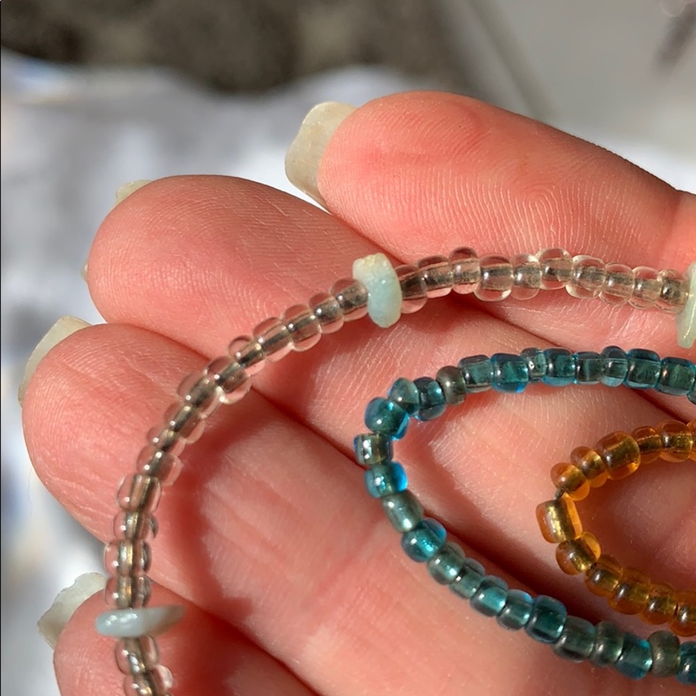 ✓ Bead and rock earrings turquoise amber clear - Picture 7 of 10